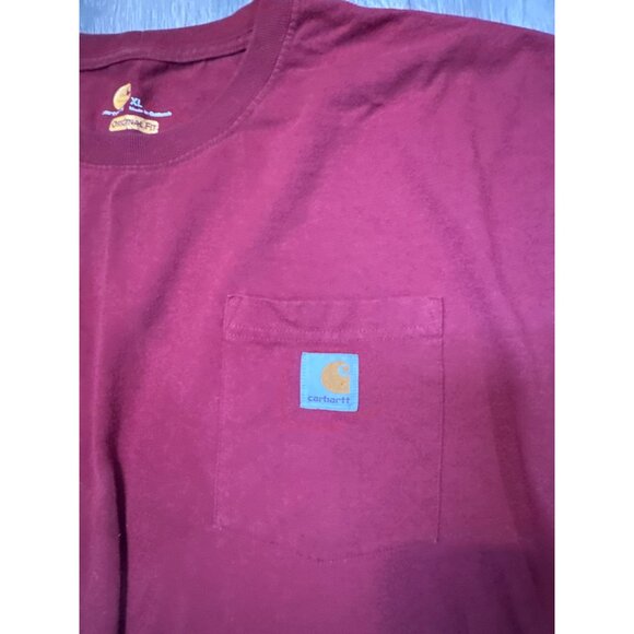 Carhartt Mens XL Red Long Sleeve Pocket T-Shirt Flawed Workwear - Picture 3 of 7